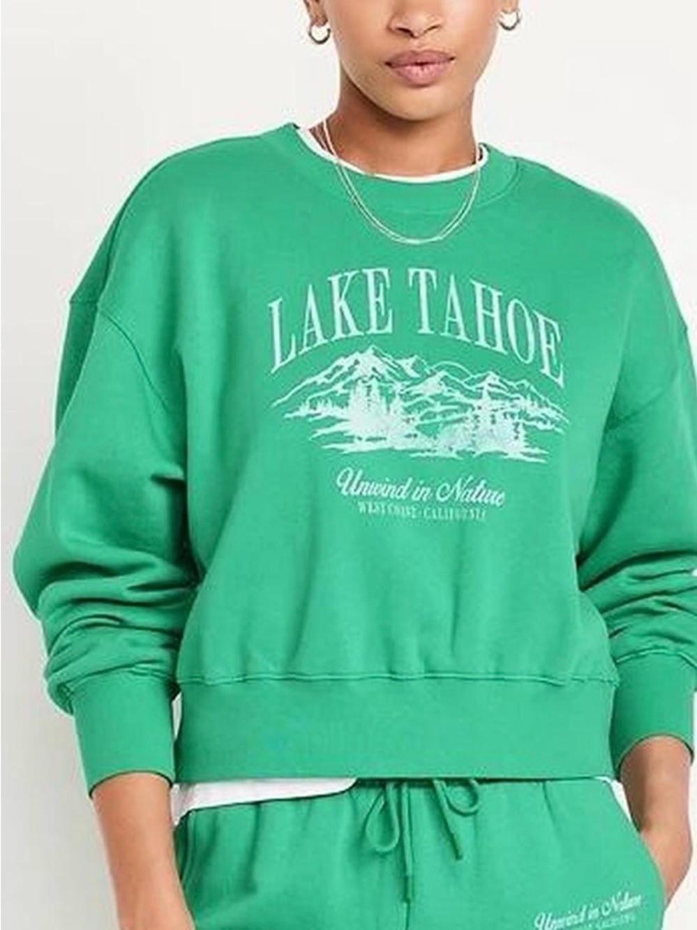 Old Navy Green Lake Tahoe Graphic Crewneck Sweatshirt